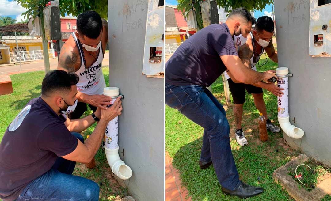 Jornalista do Notícias da Hora adere a projeto que cria comedouro e bebedouro para cachorros de rua